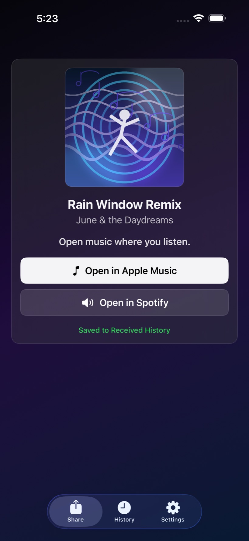 Audolio Apple Music and Spotify screen.