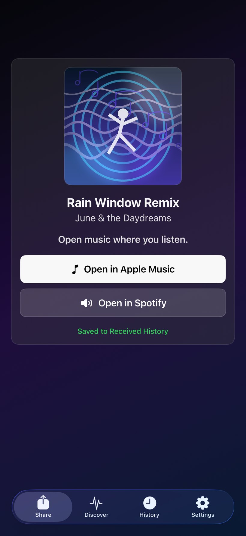Audolio screen with Apple Music and Spotify choices.
